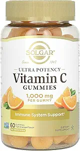 1000 mg Ultra Potency C Immune System Support for Women & Men - Tasty Tart Orange Flavor, Vegan & Gluten-Free Gummy, 2 Moon Supply, 60 Hizmet, 2g Sugar