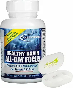 Διατροφή υγιής εγκέφαλος όλη την ημέρα Focus Tumeric Extract συμπλήρωμα 50 δισκία με υπόθεση χάπι