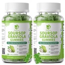 (2 Pack) Soursop Graviola Gummies - Φύλλα Soursop Extract w/Vitamin C, Ψευδάργυρος & Ολόκληρη Φυσική Τροφή για Ανοσία, Ήπαρ, Zzz & Αντιοξειδωτικό, Χωρίς Γλουτένη, Vegan, 120 Gummies