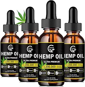 (4-Pack) Yüksek Potency Hemp Oil - maksimum Güçlü, Immune System Support, Focus Calm, Relaxation, Mood, Pure Extract, Organic, Vegan, Non-GMOMO