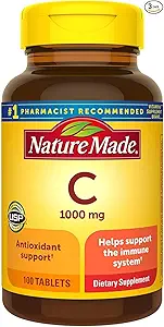 Nature Made Vitamin C 1000 mg δισκία, 100 μέτρα για να βοηθήσει την υποστήριξη του ανοσοποιητικού συστήματος