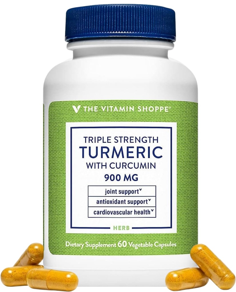 Dükkanlar Triple Strength Turmeric with Curcumin 900 mg, Supports Ortak Hareketlilik ve Antioksik Faydaları & 5 mg Bioperine to improve Nutrient Aborpsiyon - Once Daily (60 Capsules)