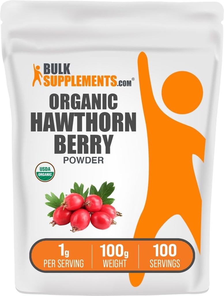 BulkSupplements.com Organik Hawthorn Berry Toz - Herbal Supplement, Hawthorn Berry Organik - Vegan & Gluten Free, 1g hizmet başına 100g (3.5 oz) (Paket 1)