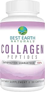 Best Earth Naturals Hydrolyzed Collagen Type I & III - Συμπληρώματα για γυναίκες και άνδρες για την υποστήριξη των μαλλιών, του δέρματος, των νυχιών, & αρθρώσεων 30 ημέρα προσφοράς (30 κάψουλες)
