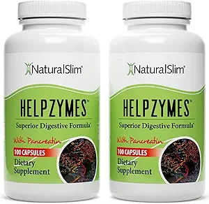 NaturalSlim Helpzymes, Enzyme Complex για Ενήλικες με Bromelain, Ox Bile, Pancreatin & Betaine HCL, 100 Κάψουλες, 2 Συσκευασία