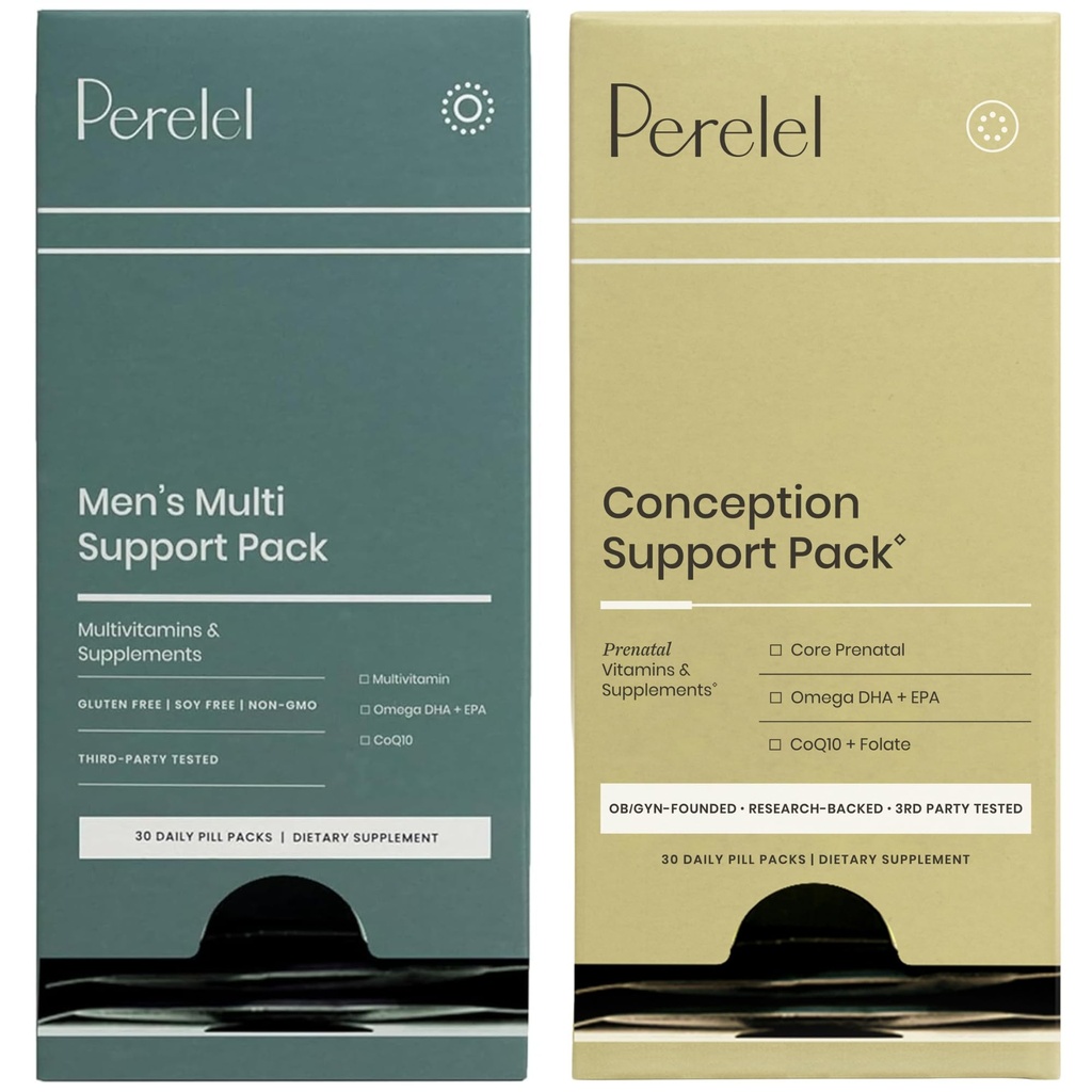 Perelel Conception Support Pack & Men's Multi Support Pack, Prenatal Multivitamin for Fertness Wellness & Daily Multivitamin for Men's Wellness, 60 Daily Pill Packs