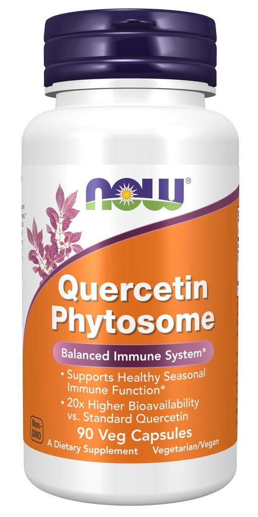 NOW Συμπληρώματα τροφίμων, Quercetin Phytosome 250mg, Ισορροπημένο ανοσοποιητικό σύστημα, 90 Vcaps