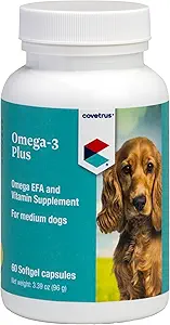 Omega-3 ve Vitamin Supplement Softgel Capsules Medium Dog, 31-60 lbs 60 ct