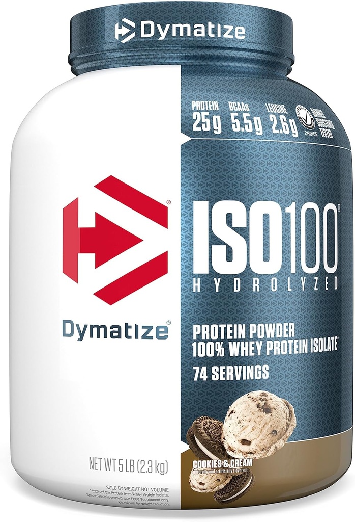 ISO100 Whey Protein Toz Isolate, Kurabiyeler ve Krem, Protein 25g, 5 Pound, 5.5g BCAAs, 120 Cal., Gluten Free, 1g Fat, 1g Sugar, 2g Carb (74 Hizmet)