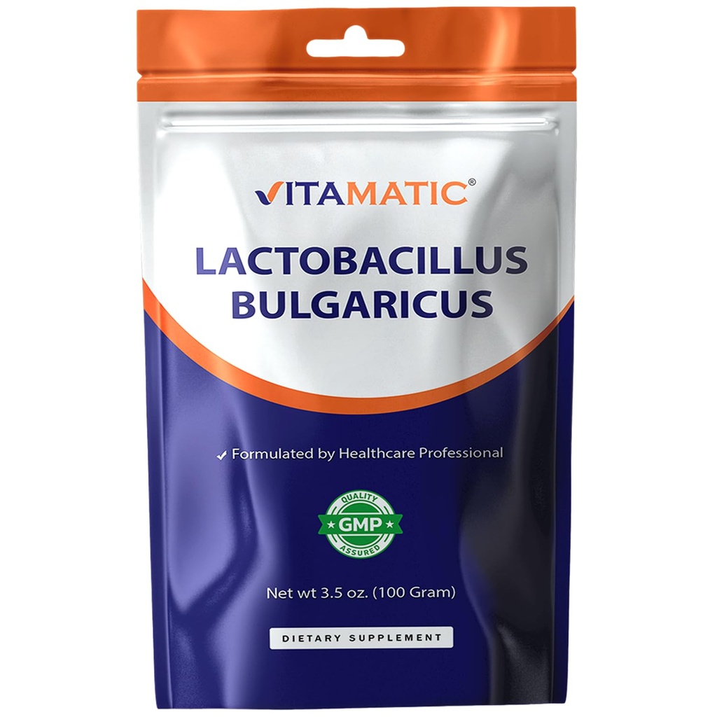 Vitamatic Lactobacillus Bulgaricus Probiotic Powder - Digestive Health Support - 100 Gram (3.5 OZ) - 100 Servings