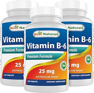 En İyi Doğal Vitamin B6 25 mg, 120 Tablet (120 Kont (Pack of 3))