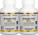 California Gold Nutrition Antarktika Krill Oil, Ultra-High Omega-3 with Astaxanthin, Natural Strawberry & Lemon Flavor, Non GMO, Gluten Free, 500 mg, 120 Fish Gelatin Softgels, 2 Pack