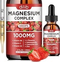 Triple Complex Supplement, Magnezyum Glycinate, Blend, Citrate Liquid Drops 1000 mg with Ashwagandha, CoQ10, Vitamin B6, C, D, çinko - Support Calm Stress Relief, Bone, Muscle, Mood Vegan
