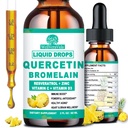 Bromelain Liquid Drops, 4X Downloader Than Capsules & Pills, 7in-1 Organik çinko Quercetin 1000 mg with Bromelain 500 mg Vitamin C D3 Immune Support for Respiratory Health & Antioksils