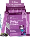 KEY NUTRIENTS Multivitamin Electrolytes Toz Paketleri - Lezzetli Acai Berry 40 Pack Hydration Packets - Travel Hydration Toz - No Sugar, No Calories, Gluten Free - Made in USA