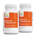 Terry Natural BioActive Vitamin B - Biyoaktif B Vitaminleri ile Kalp Sağlığı - Folate & Food - B Kompleks to Aid Nervous System Function - 60 Capsules (Pack of 2)
