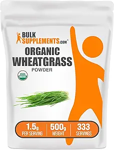 BulkSupplements.com Organik Buğdaygrass Toz - Organik Süper Yeşiller Toz, Superfoods Supplement - Vegan & Gluten Free, 1.5g per Service, 500g (1.1 lbs) (Paket 1)