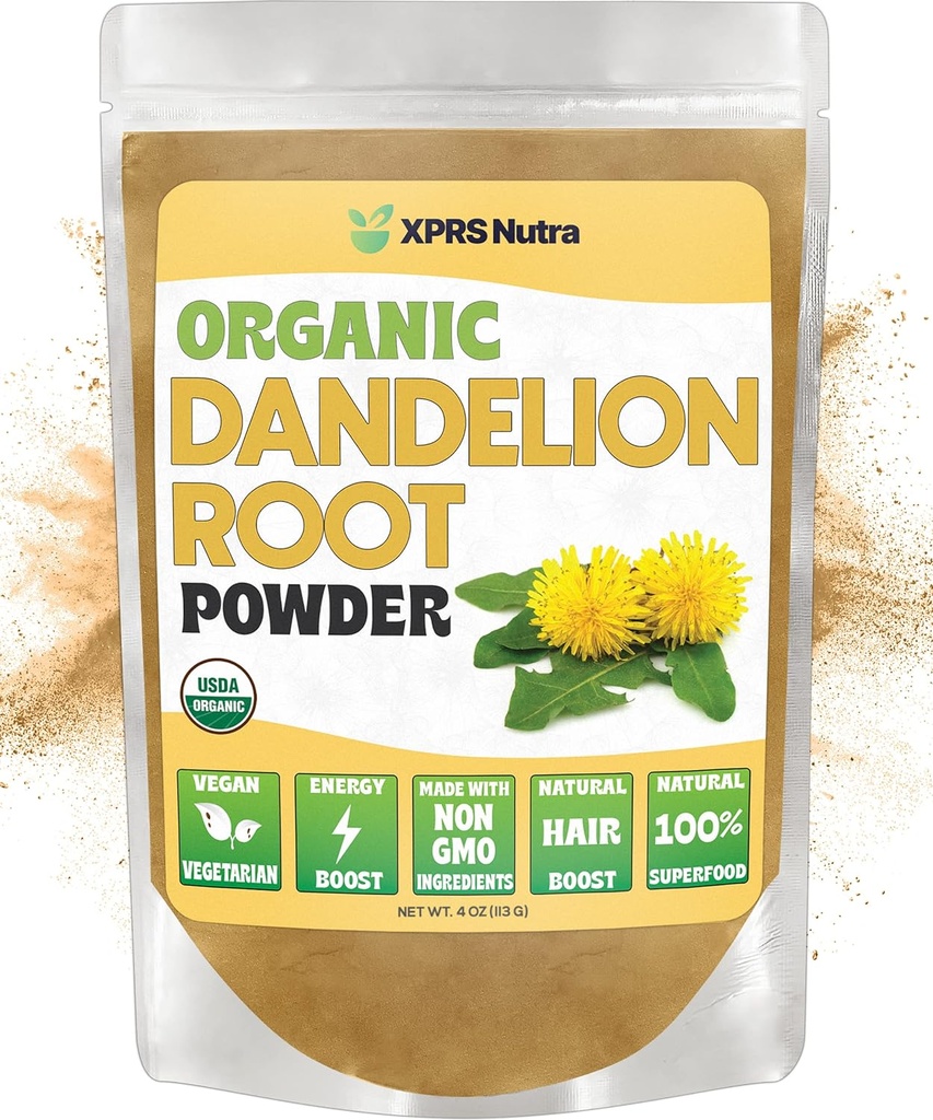 XPRS Nutra Organic Dandelion Root Powder - Vegan Friendly Antioxidant Power for Liver Support - Dandelion Root for Tea and Beverages - Immune Boosting Dandelion Powder (4 Ουγγιά)
