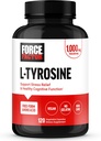FORCE FACTOR L Tyrosine Stress Relief Supplement, L-Τυροσίνη Συμπληρώματα Εγκεφαλικής Υγείας για Ενήλικες, L-Τυροσίνη 500mg Κάψουλες, Ελεύθερη Μορφή, Vegan, Όχι Ζελατίνη, Μη ΓΤΟ, 120 Κάψουλες