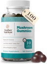 Mushroom Supplement Gummies- Pure Extract Multi Mushrooms Supplement- Chaga, Reishi, Cordyceps & Lion's Mane - 50 Day Supply Chewable Gummies (100 Adet)