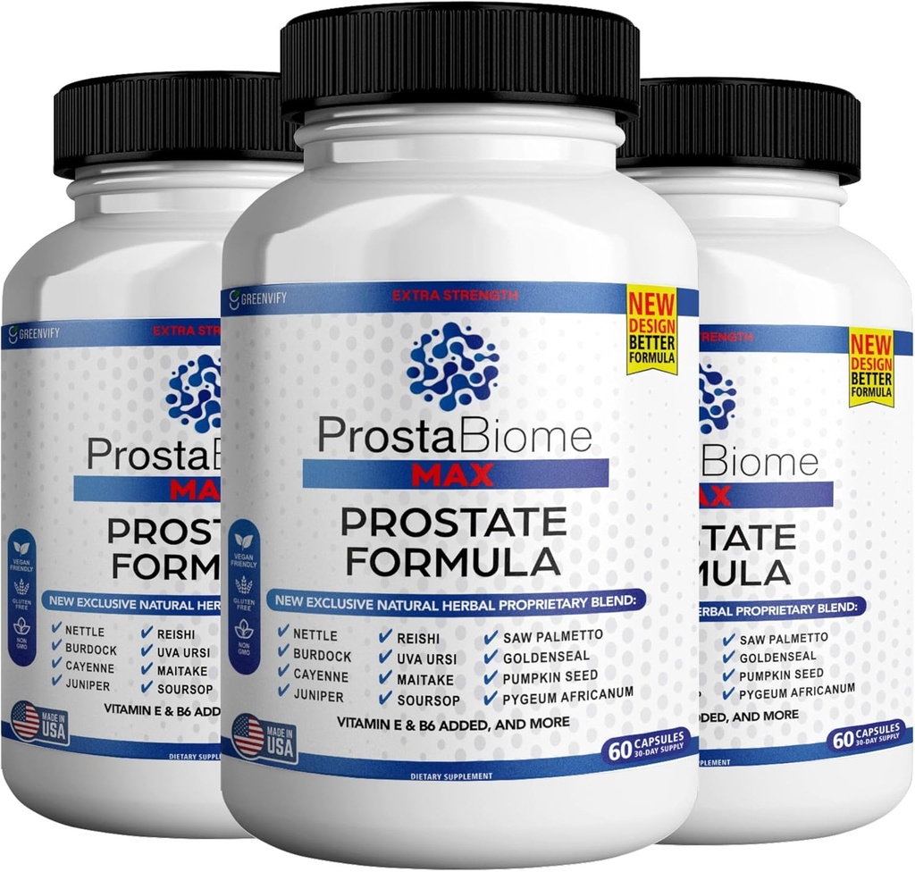 ProstaBiome Max Prostate Support Formula, Natural Herbal Meeting with Saw Palmetto, 60 Capsules, 30-Day Supply (3)