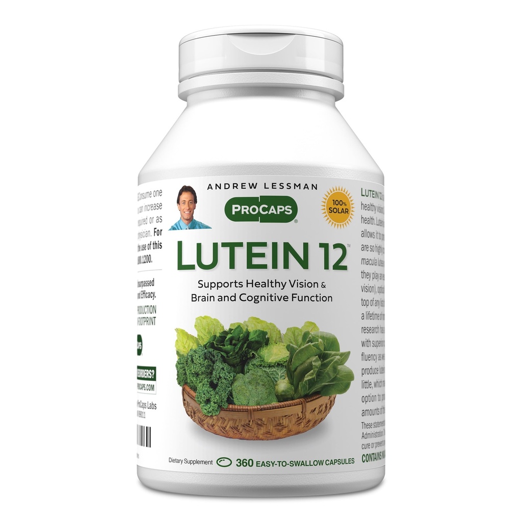 ANDREW LESSMAN Lutein 12 mg - 360 Softgels - Ultra-High Levels of Lutein. Powerful Anti-Oxidant Carotenoid. Supports Eye Health and Promotes Healthy Vision and Skin.