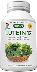 ANDREW LESSMAN Lutein 12 mg - 360 Softgels - Ultra-High Levels of Lutein. Güçlü Anti-Oxidant Carotenoid. Göz Sağlığını Destekler ve Sağlıklı Vizyon ve Skin'i teşvik eder.
