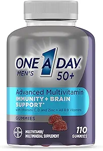 One A Day Men's 50+ Gummies, Advanced Multivitamin For Men with Brain Support and Immunity Support, Vitamins For Men with Super 8 B Vitamin Complex, 110