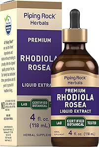 Piping Rock Rhodiola Rosea Tincture | 4 FL Oz | Premium Sıvı Tür | Vegetarian | Alkol Free | Non-GMO, Gluten Free