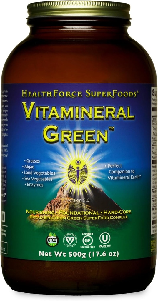 SAFORCE SFOODS Vitamin Green - Mineral Supplement for Immune & Thyroid Support - Green Toz Supplement with Materialss from the Land - Gluten-Free & Vegan - 500 Gramseral Green - Mineral Supplement for Immune & Thyroid Support - Green Toz Supplement with Materialss from The Land - Gluten-Free & Vegan - 500 Gramseral Yeşil Toz - 500 Grams
