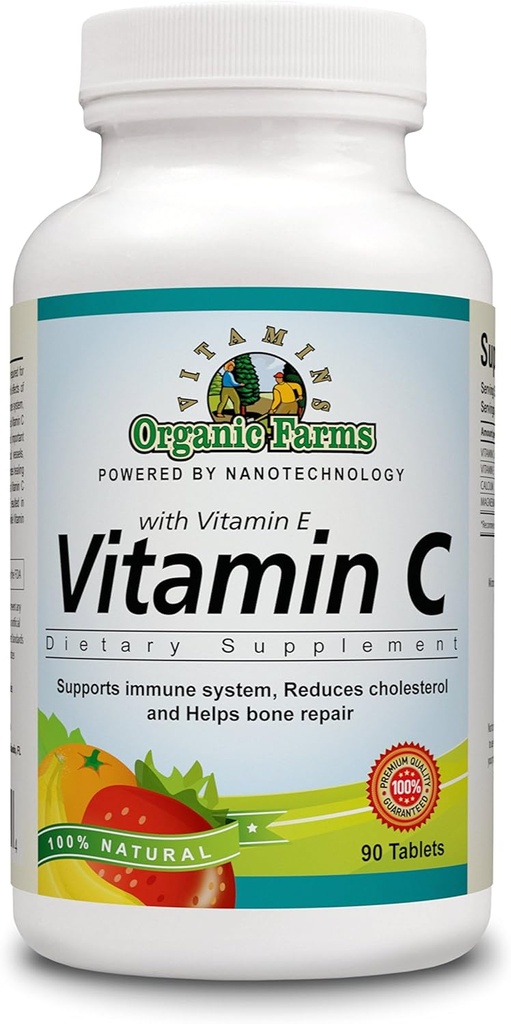E, Essential Diyeter Supplement 90 Tabletleri ile% 100 Doğal Vitamin C