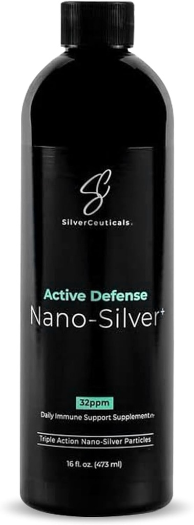 Colloidal Silver w/Nano Teknolojisi - 32ppm 16oz - 8X Daha Etkili - Doğal Immune Desteği - Hasta Günlerini Kurtar - 5 & Up - Outperforms Higher PPM Silvers - No Taste & Chicken - 3rd Parti Tested