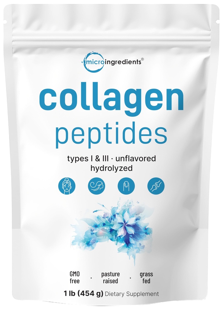 Mikro Malzemeler Bovine Collagen Peptides Toz, 1lb | Tip I & III + Doğal Protein | Grass-Fed Bovine Kaynağı | Unflavored | Supports Skin, Ortak & Bone Health | Paleo, Non-GMO
