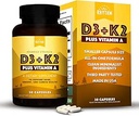 Φυσικός ρυθμός βιταμίνης D3 + K2 (MK7) Συν βιταμίνη Α, για την υγεία των οστών, της καρδιάς, & του ανοσοποιητικού, 30 κάψουλες