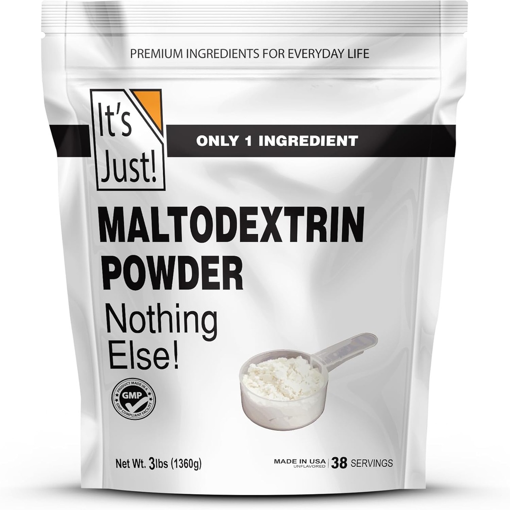 It's Just! - Mass Gainer Powder, 100% Maltodextrin (Complex Carbohydrates), Sustained Energy, Rapid Absorption, Non-GMO, Easily Add to Any Protein Shake, 3lbs / 38 Servings