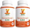 INVITA ADK - Vitamin A1, Vitamin D3 5000 IU & K2 MK7 Supplement - Doktor Formula ve Immune System Support - Gluten Free, Non-GMO - 180 Vejetary Capsules for Men & Women