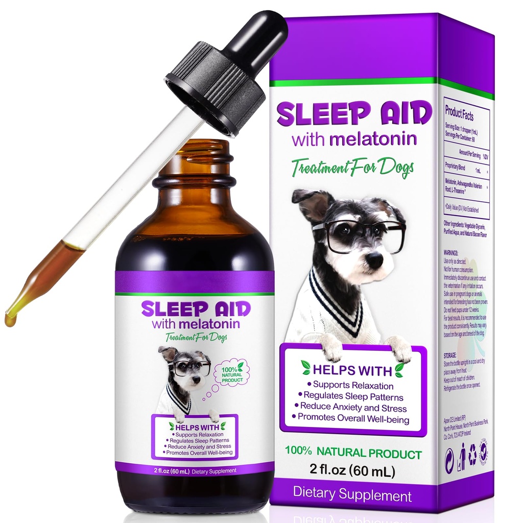 Melatonin for Dogs - Dog Melatonin Supports Relaxation, Reduce Anxiety and Stress, Promotes Overall Well-Being, Dietary Supplement Liquid Melatonin for Dogs