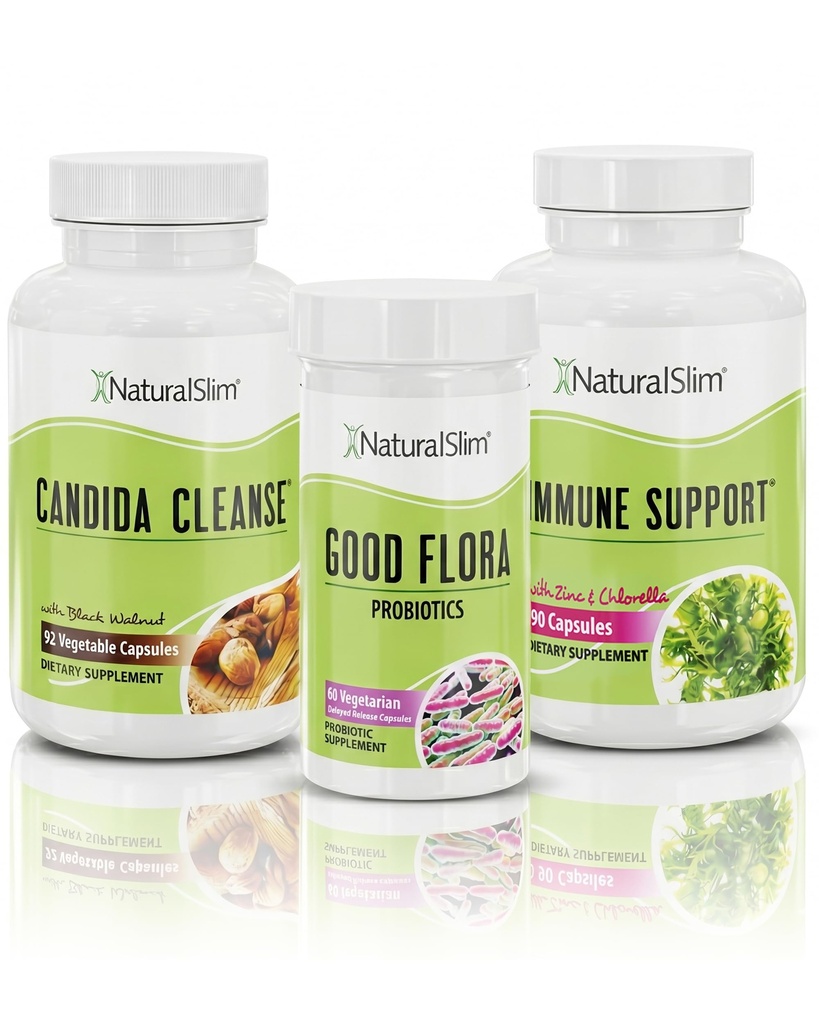 NaturalSlim Candida Cleanse Support Supplements Sche - Candiseptic Kit Anti Overgrowth, Gut & Colon Cleansing 242 Capsules Total - 28 Days Cleansing Program Formulated by Frank Suarez (1 Pack)