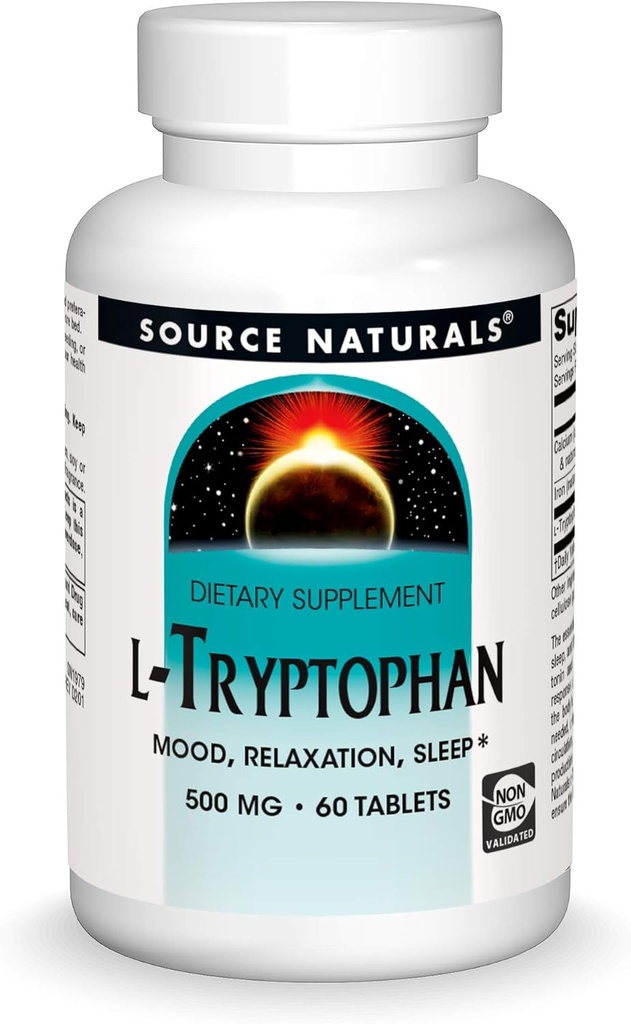 Kaynak Naturals L-Tryptophan, Mood, Relaxation ve Sleep*, 500 mg - 60 Tabletler