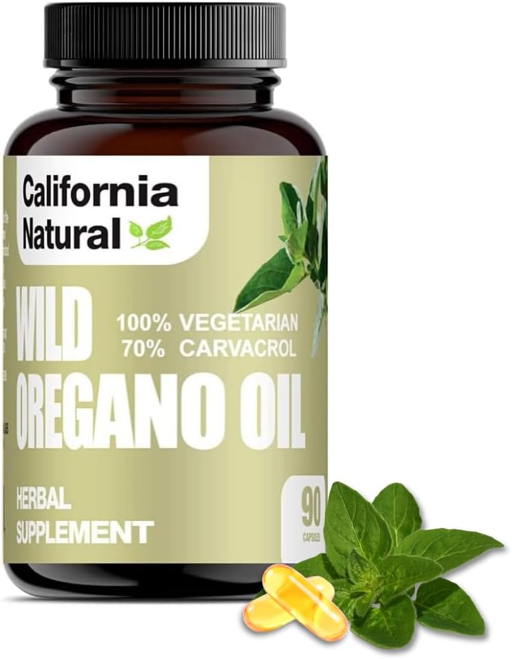 Wild Oregano Oil Vegetarian Soft Capsules - California Natural - Immune System & Digestive Support - Gut Health & Health Digestion - 100% Vegetarian -% 70 Carvacrol - Herbal 90 count