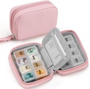 Zannaki Cute Pill Organizer for Purse with Two Reforce 7Day Pill Box, Travel PU Deri Pill Case, Portreatif Haftalık Pill Konteyner with Storage Bag to Hold Vitamins, Fish Oils, Supplements (Pink)