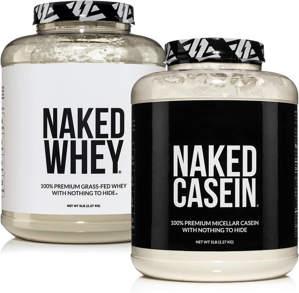 NAKED Grass Fed Protein Paketi: 5LB Unflavored Whey ve 5LB Unflavored Casein