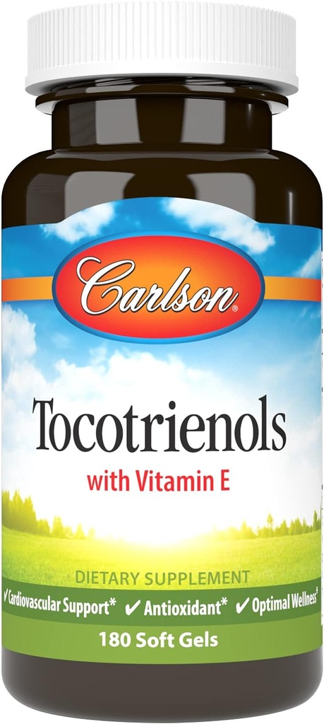 Carlson - Tocotrienols, 40 mg, με φυσική πηγή βιταμίνης Ε, Gamma, Alpha, Delta, Beta, Με αειφόρο προέλευση, 180 Softgels