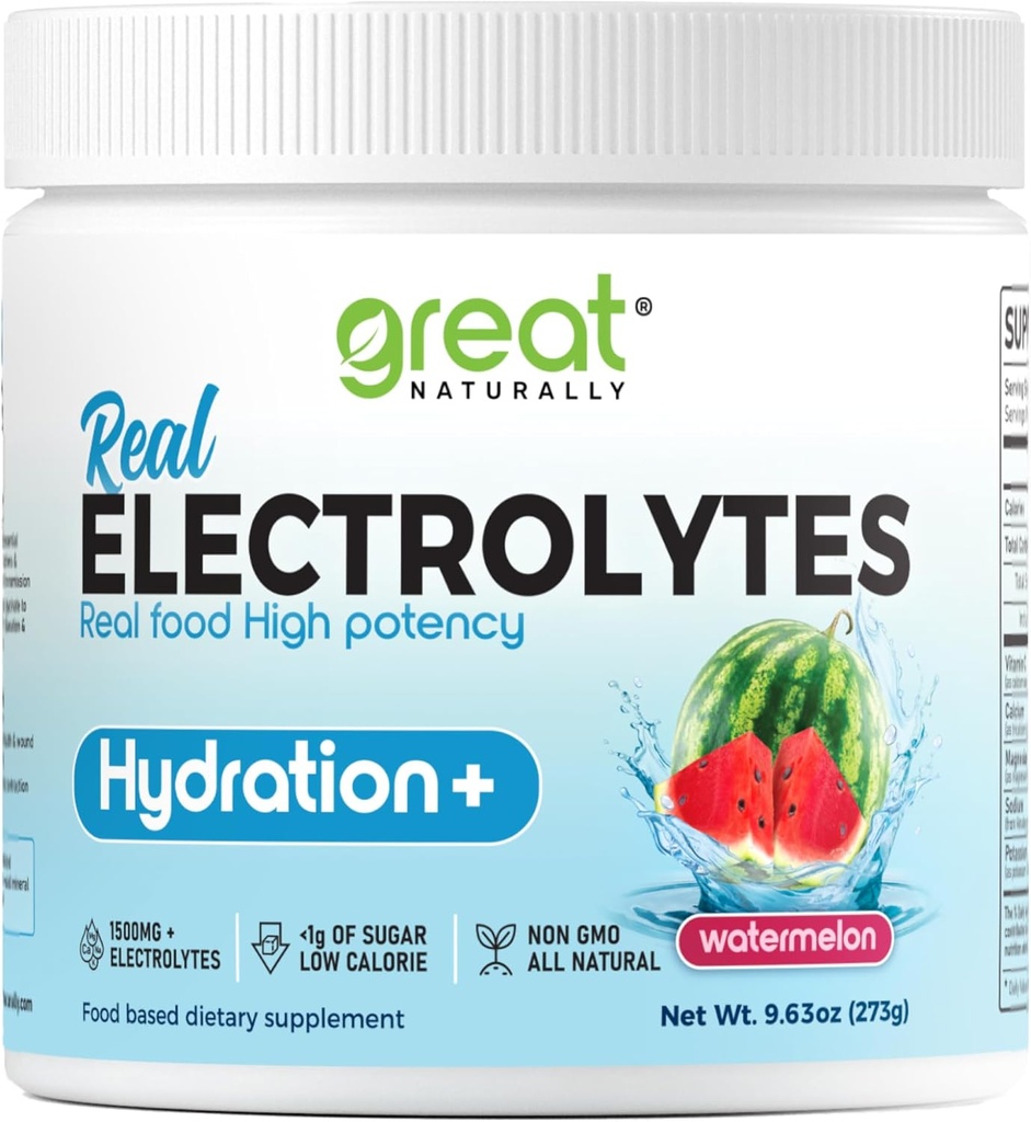 Elektrolytes Toz Hydration | Real Food High potency | Watermelon 30 Servisler | High potency Electrolyte toz | Hydration drink mix | Electrolyte Supplement with P properties Magnezyumul