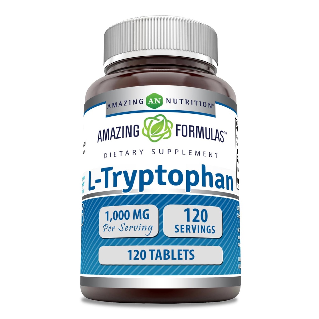 Amazing Formulas L-Tryptophan 1000 mg Tabletler Tamam | Non-GMO | Gluten Free | Made in USA (120 Count)
