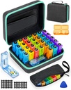 Monthly Pill Organizer 2 Times a Day, with Weekly Pill Bag, Portable Hard Shell, Pill Cutter, Plastic Opening Pick, Monthly & Weekly Stickers, Convenient Medication Management and Tracking