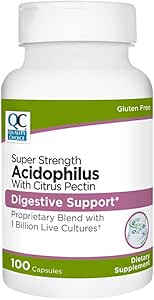 Ποιότητα επιλογή Digestive Υποστήριξη Acidophilus με Citrus Pectin – 100 κάψουλες – Καθημερινή προβιοτική φόρμουλα με Citrus-Derived Fiber – Easy-to-Swallow Κάψουλες