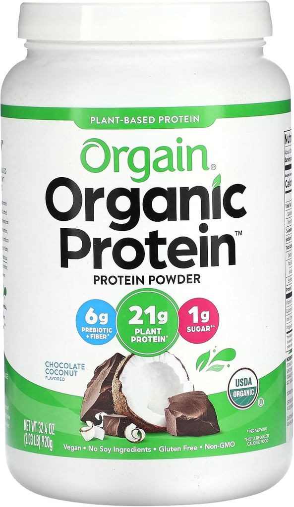 Orgain Βιολογική Vegan πρωτεΐνη σκόνη, σοκολάτα καρύδα 2 lb