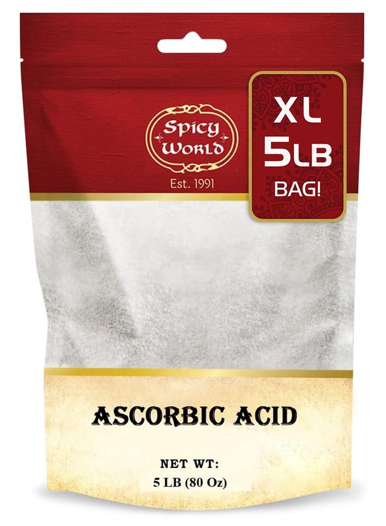 Spicy World Ascorbici Vitamin C Toz 5 LB - Diyet Tamam, Pure VIT C Toz USP Bulk