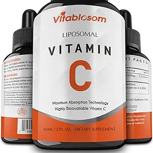 Yetişkinler için Liposomal Vitamin C 2000 mg Sıvı, Yüksek Abvitamin VIT C, Max Vitamin C, Immune System & Antioksi için, 60ML (4 Şişe)